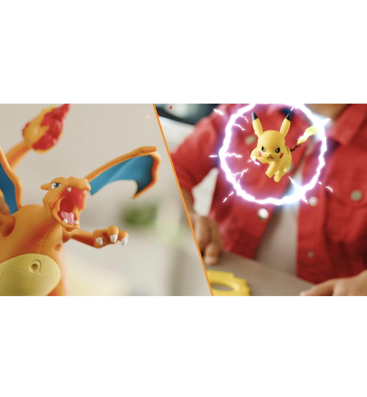 Pokémon Charizard - Figura de lujo de 7 pulgadas, Pikachu Interactivo de 2 pulgadas con lanzador