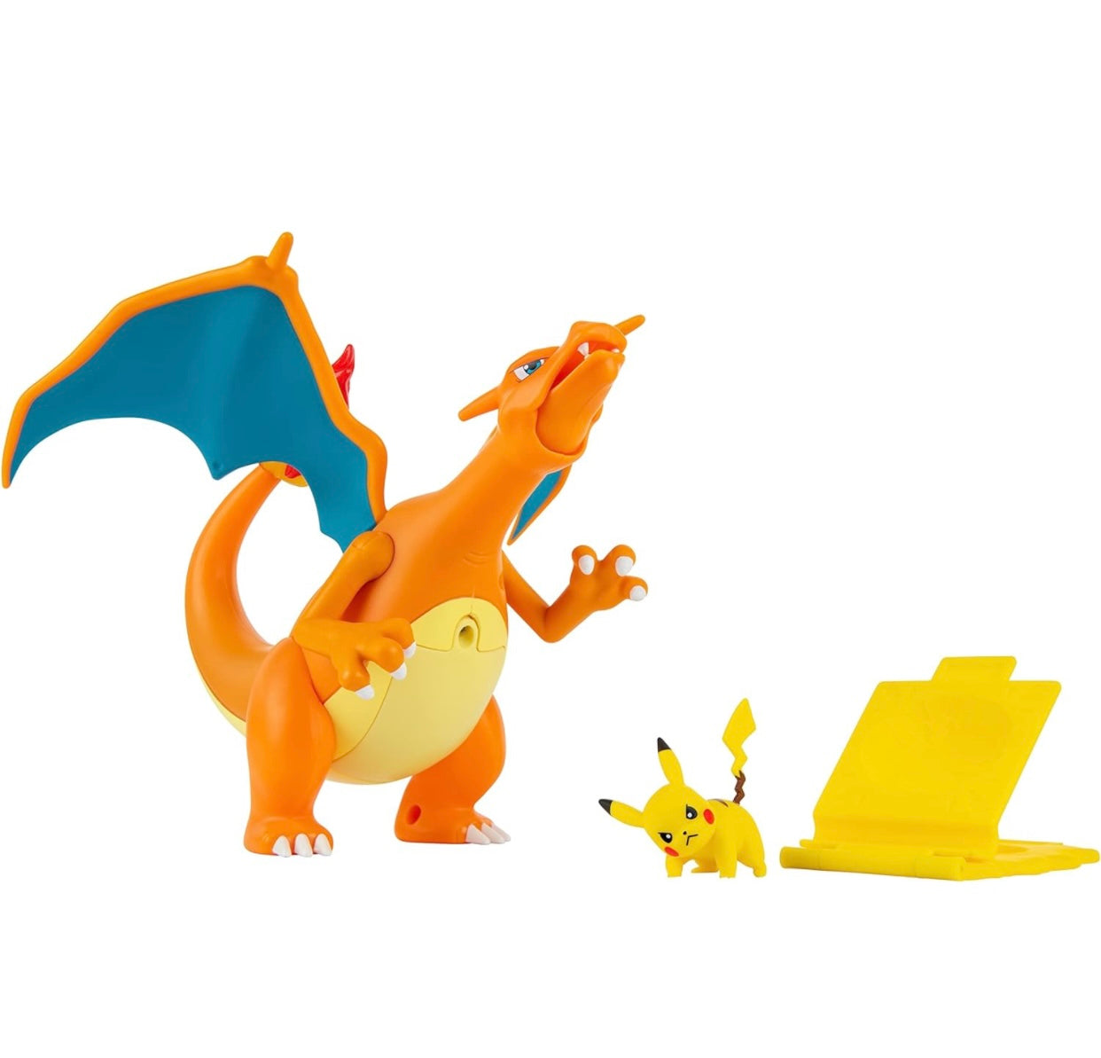 Pokémon Charizard - Figura de lujo de 7 pulgadas, Pikachu Interactivo de 2 pulgadas con lanzador